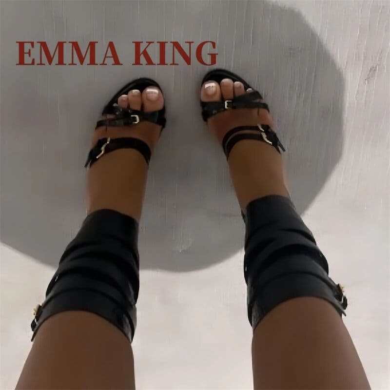 EMMA KING Rome Strap Gladiator Sandals Women Retro Open Toe Buckle Strap Stiletto High Heels Shoes Female Sexy Punk Big Size 44 Sandals