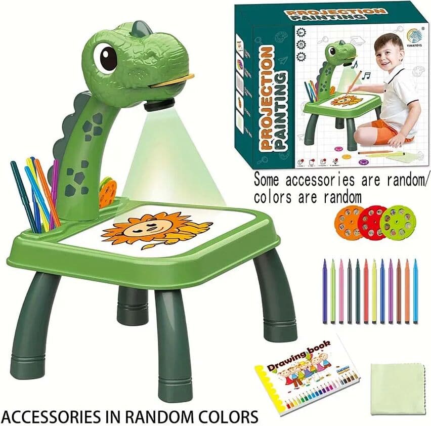 NONE Children's Projection Painting Table, Pony Shape, Graffiti Drawing Board, Electric with Music, Wipeable Drawing Board, Baby Earl