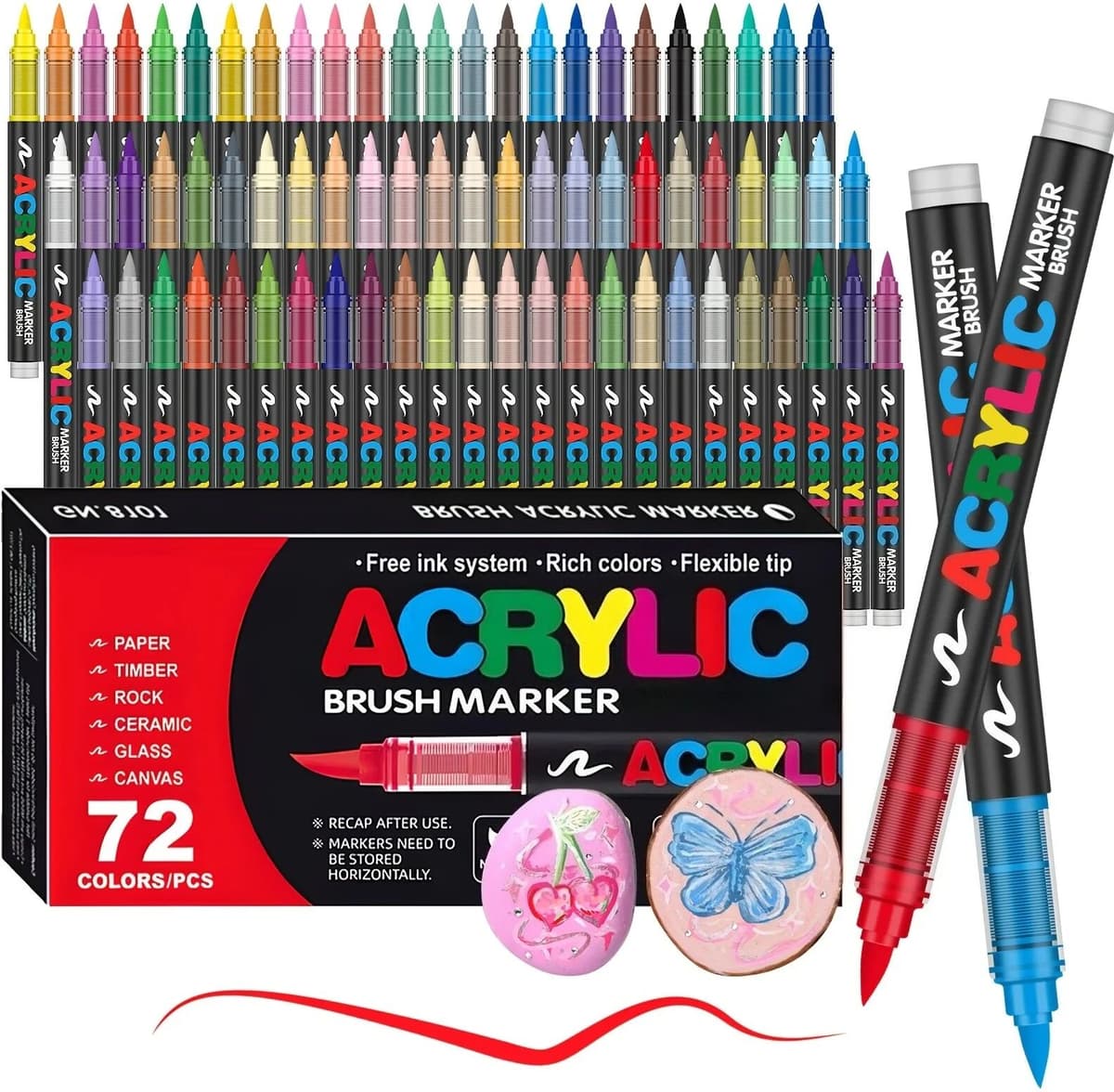 other 12-120 Colors Acrylic Paint Pens Markers Brush Tip Paint Markers for Rock Painting Wood Canvas Stone Christmas Gift DIY Crafts