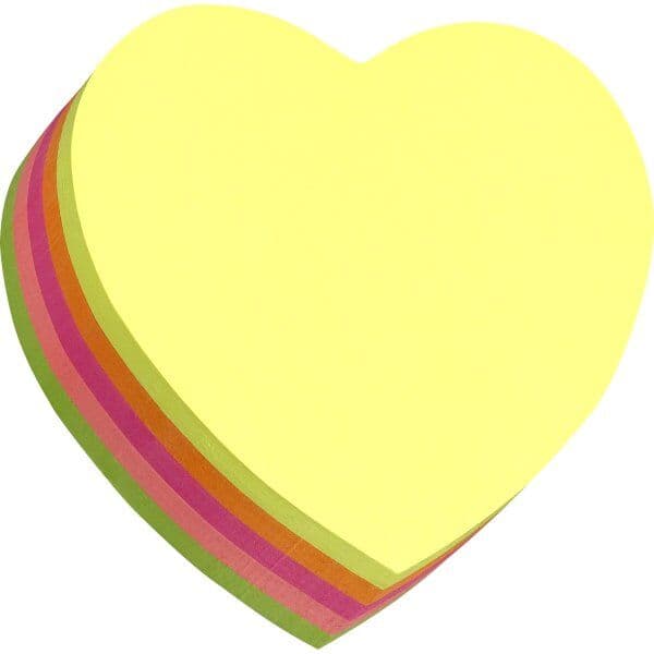 Stick'N Notes Cube Hjerte, 64x67 Mm, Neon