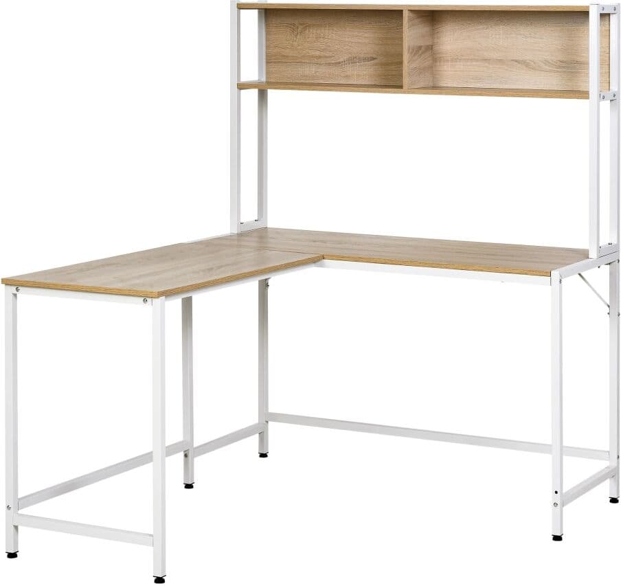Homcom Mesa de ordenador 140x125x149 cm madera natural