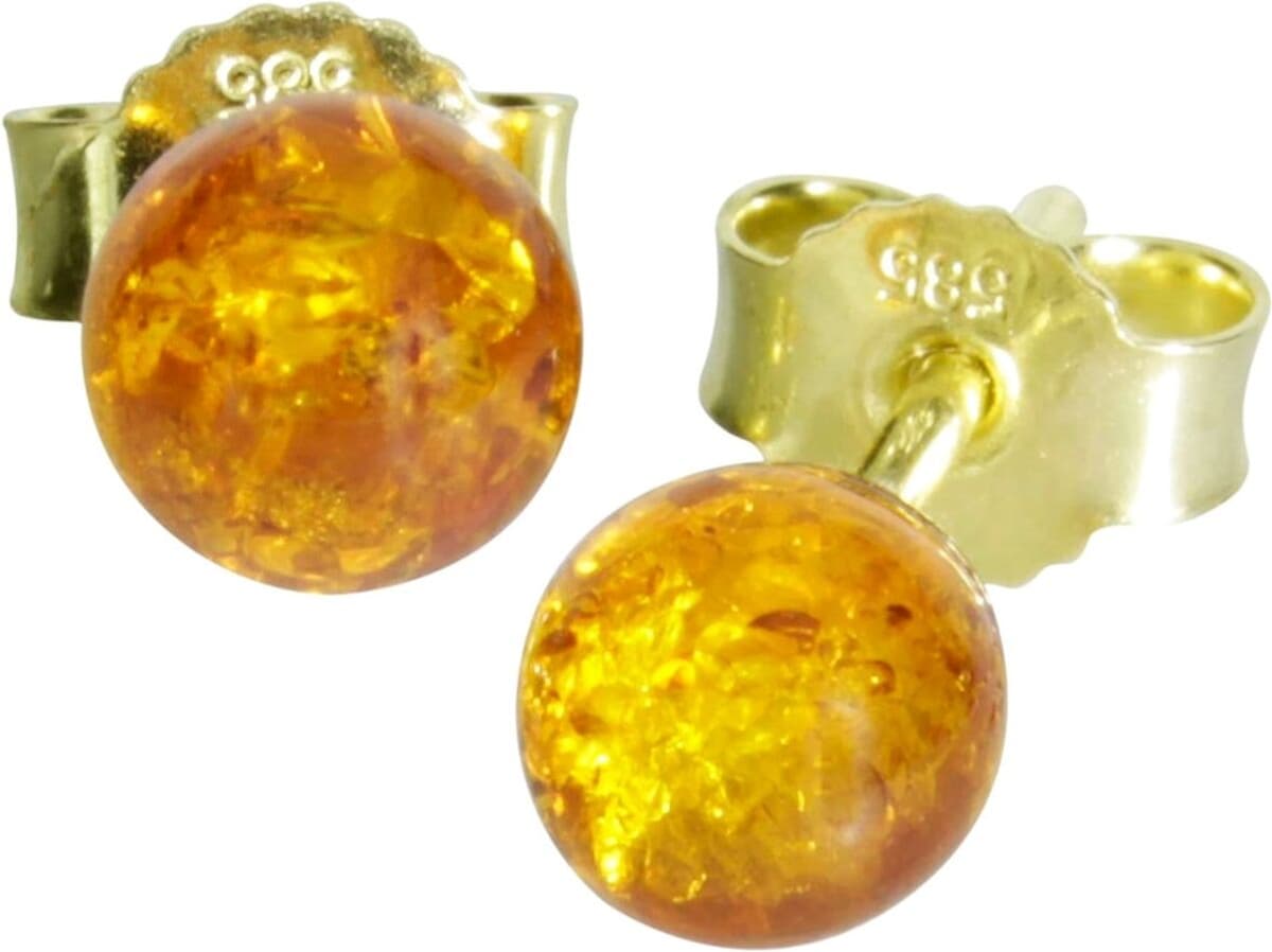 Paar Ohrstecker OSTSEE-SCHMUCK "- Klassisch 6 mm - Gold 585/000 - Bernstein" Gr. 6, gold (gold 585, goldfarben, gelb), Ohrringe, Damen, 6, Gelbgold 585, Paar Ohrstecker