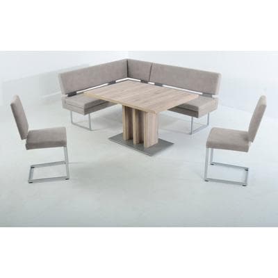 Essgruppe K+W KOMFORT & WOHNEN, grau (lightgrau 85), B:158cm H:89cm T:199cm, Sitzmöbel-Sets, Essgruppe, langer Schenkel links oder rechts, 2 Freischwinger, 1 Funktionstisch