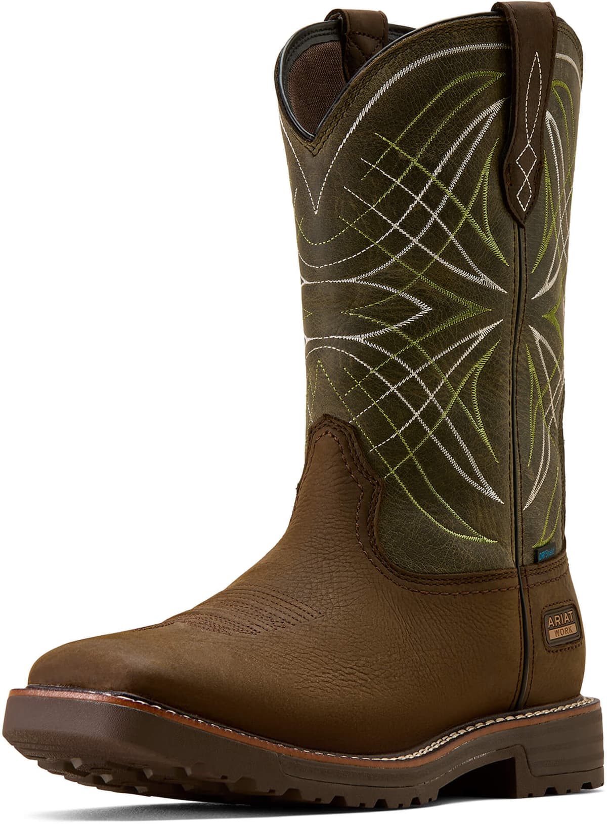 Men's Activator Waterproof Work Boots in Dark Brown Green, Size: 9.5 EE / Wide by Ariat