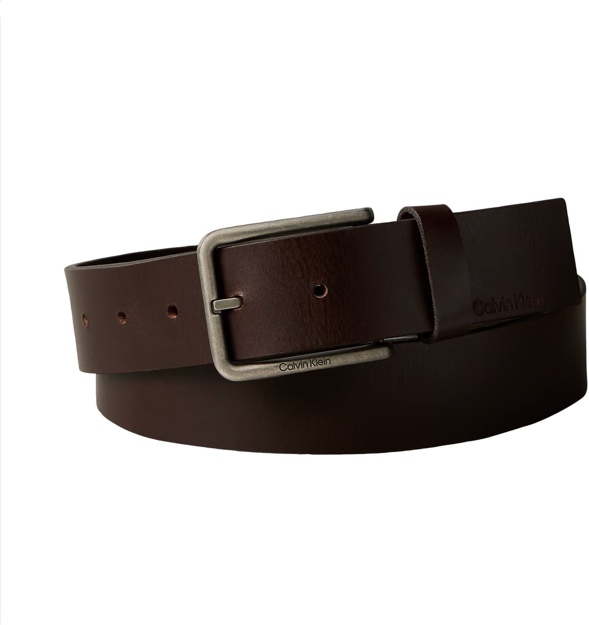 Ledergürtel CALVIN KLEIN JEANS "WARMTH BUCKLE", Herren, Gr. 90, braun (ck schwarz braun, antique silber), Rindsleder, unifarben, Gürtel Ledergürtel, Grössenverstellbar ck schwarz braun, antique silber 90