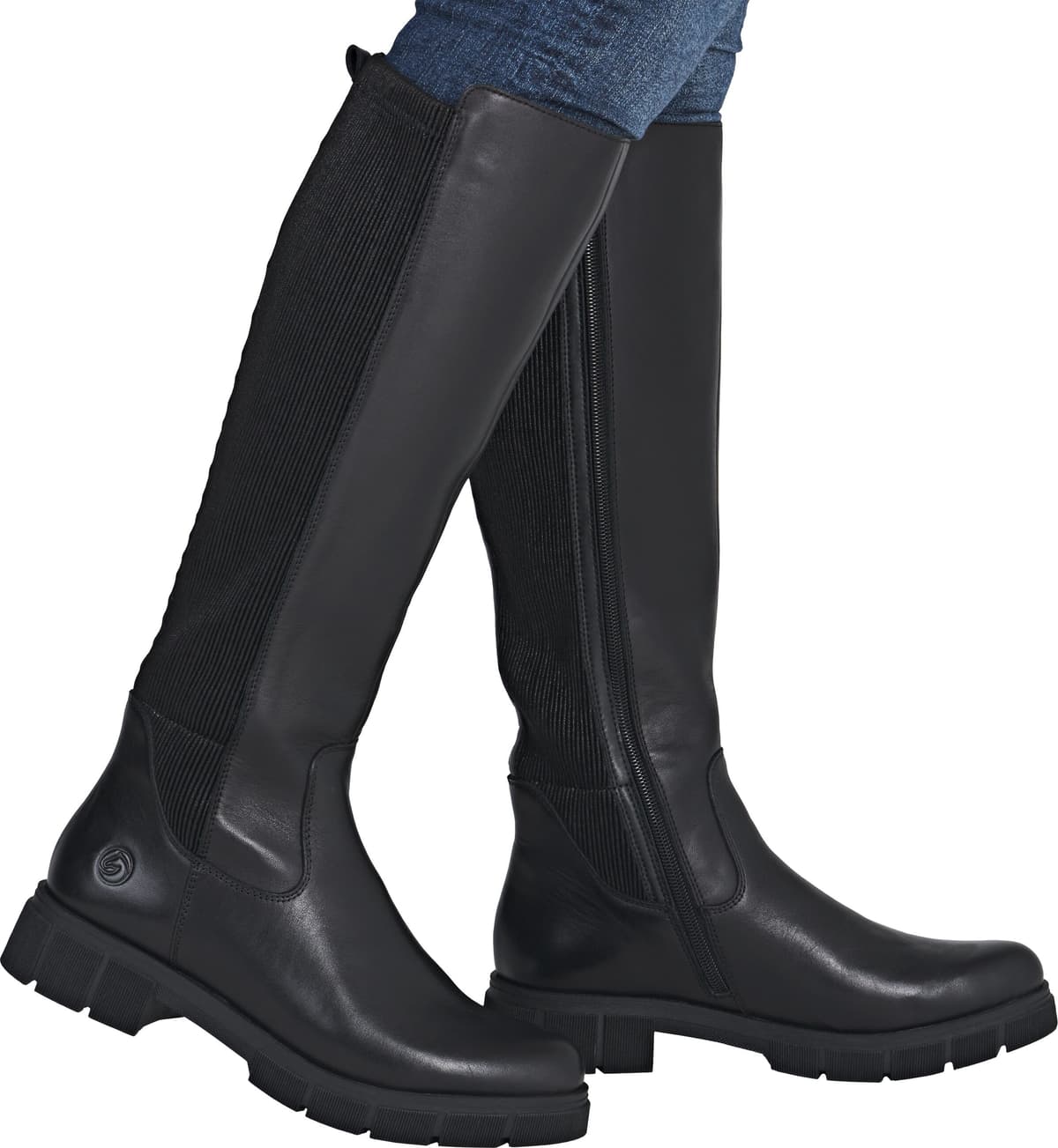 Stiefel REMONTE, Damen, Gr. 37, wärmend, Normalschaft, schwarz, Elastischer Einsatz, Leder, Lederimitat, unifarben, Schuhe Stiefel, Langschaftstiefel, Stretchstiefel, mit herausnehmbarer Einlage schwarz 37, wärmend, Normalschaft