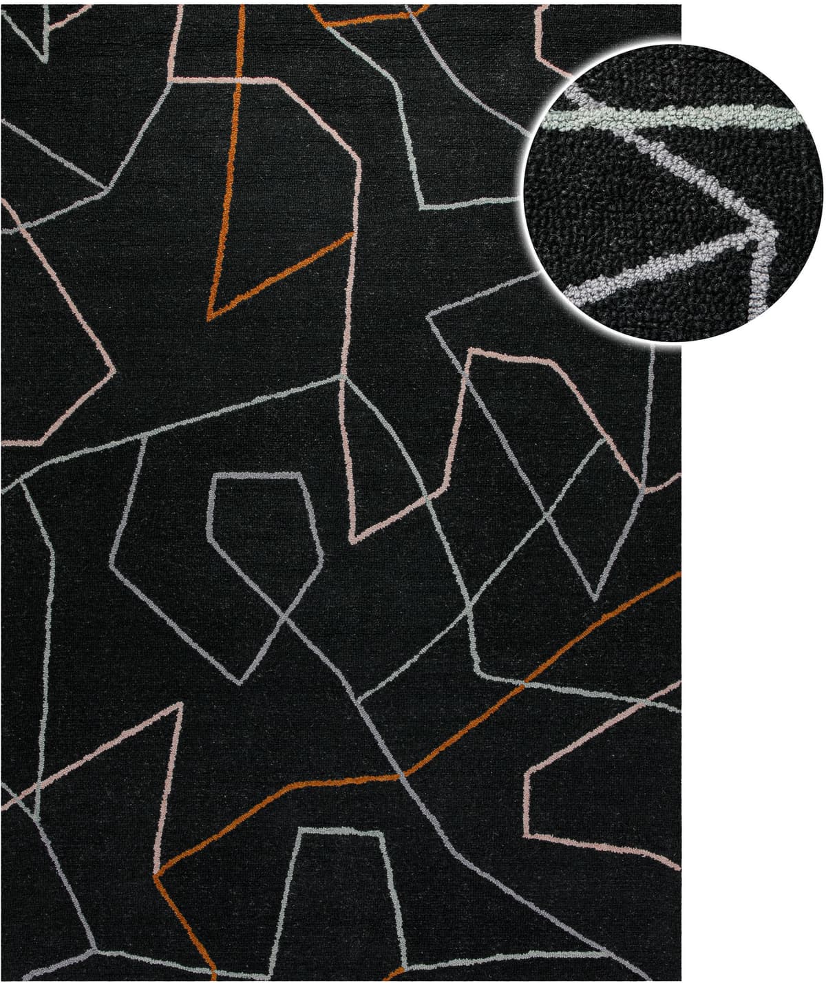 Teppich WECON HOME "Nox", schwarz (anthrazit), B:70cm H:6mm L:140cm, Schurwolle, Teppiche, Teppich, Wollteppich, abstrakt, hochwertig, handgetuftet, robust, modern anthrazit B : 70cm 1 Stk., 6mm, L: 140cm