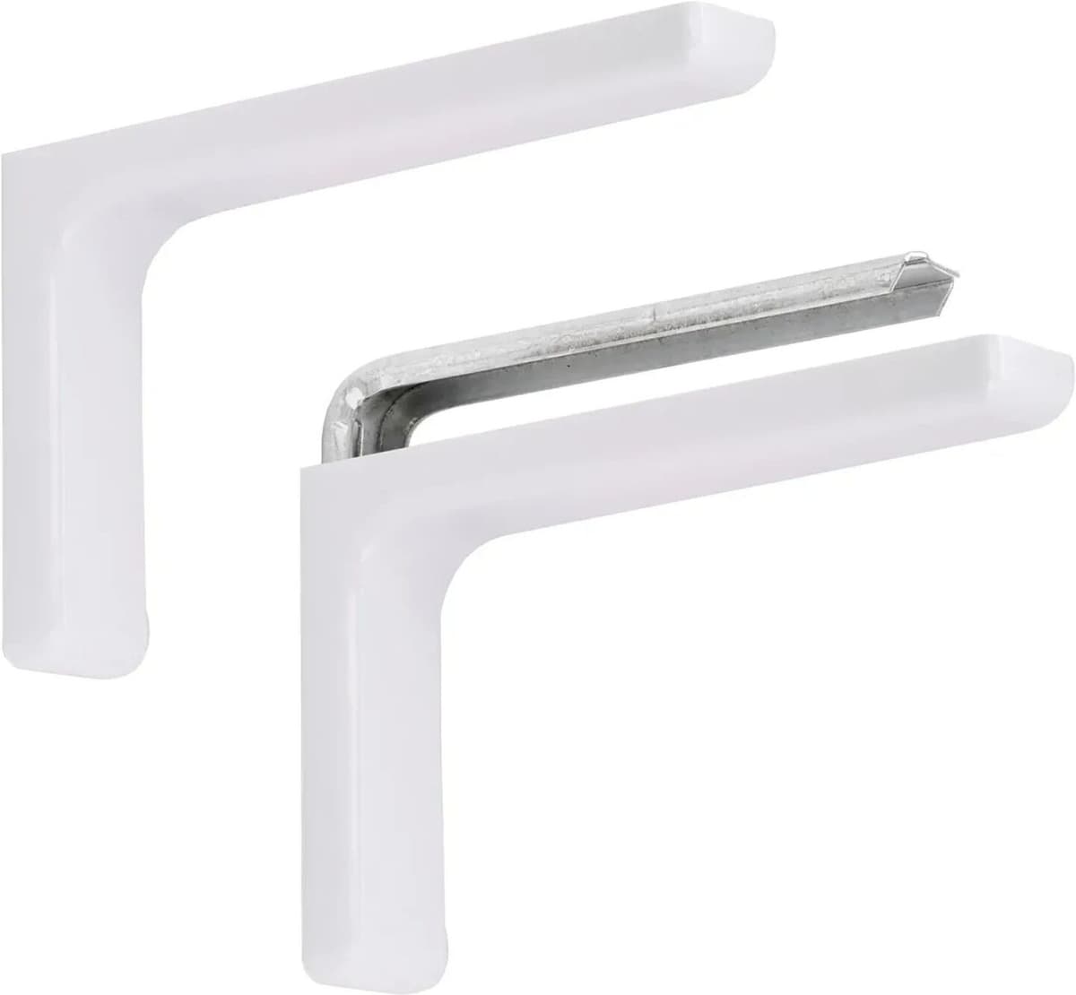 - Coppia reggimensole in acciaio con cover bianca e tasselli mm 180x120x35