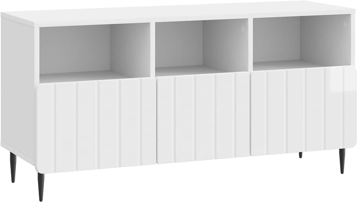 vidaXL Meuble TV 102 x 34,5 x 50 cm Blanc brillant Bois d'ingénierie