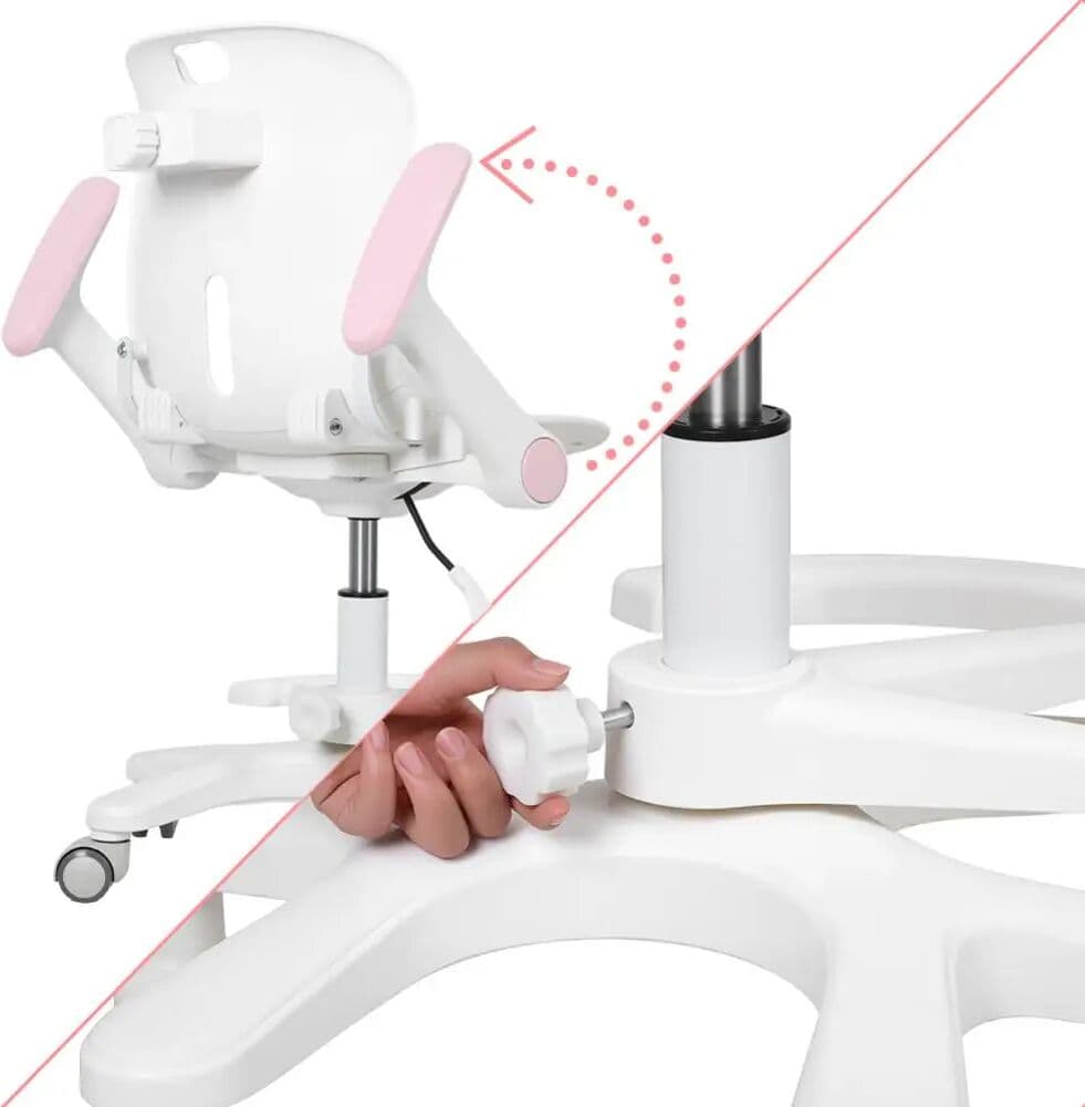 NONE Kids Ergonomic Swivel Study Chair, Adjustable Height Computer Chair with Armrest Footrest for Boys Girls Students