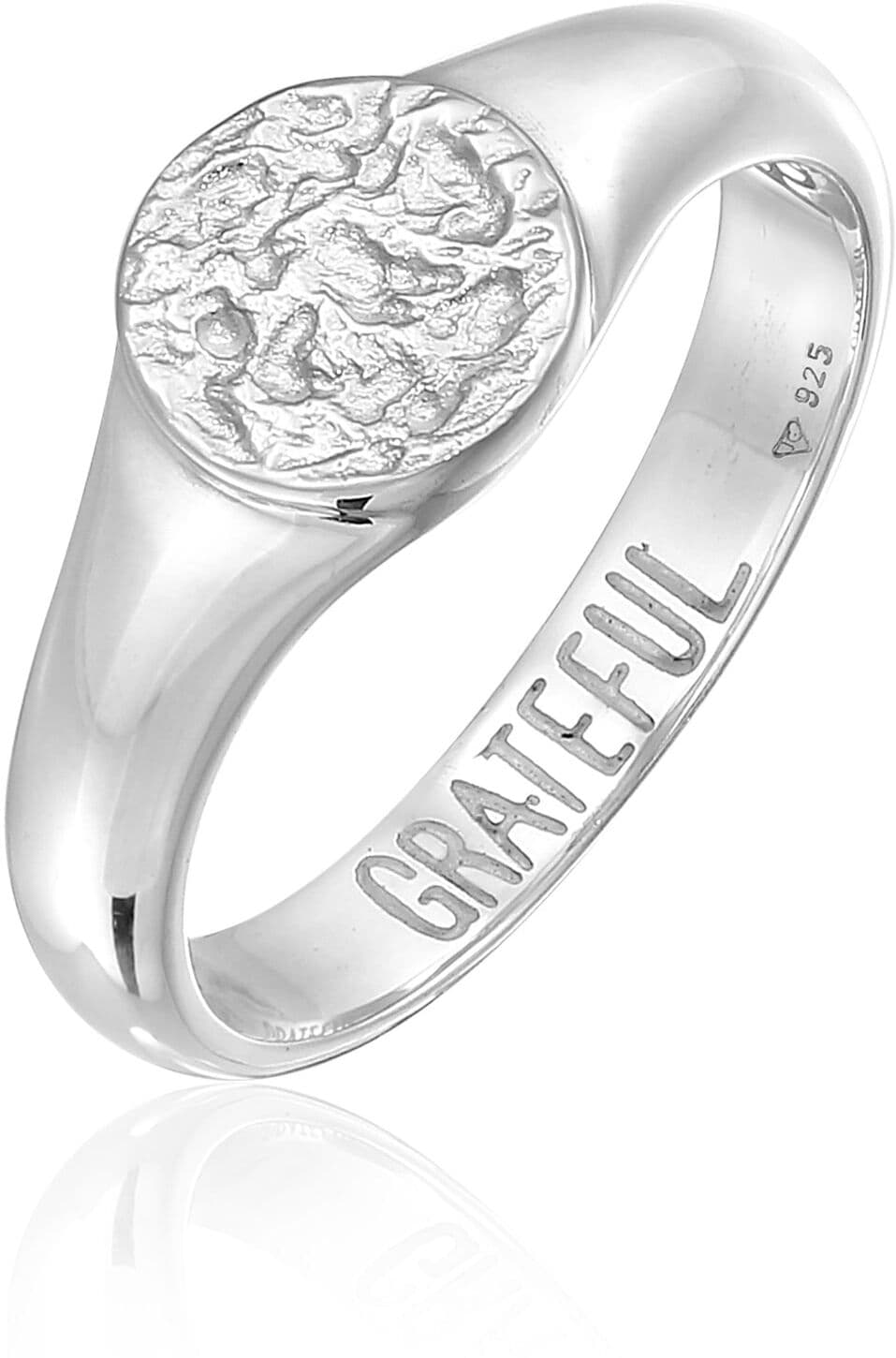 Partnerring HAZE & GLORY "Ring Siegelring Rund - Grateful 925 Sterling Silber" Gr. 56, silber, Fingerringe, Damen, 56, Silber 925 (Sterlingsilber)