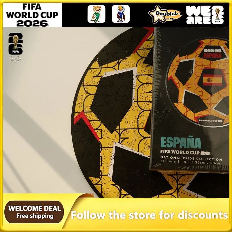 FIFA Officially Licensed World Cup Jigsaw Toy Spanish Football Wooden Irregular Shape High Difficulty Puzzle Gifts for Family