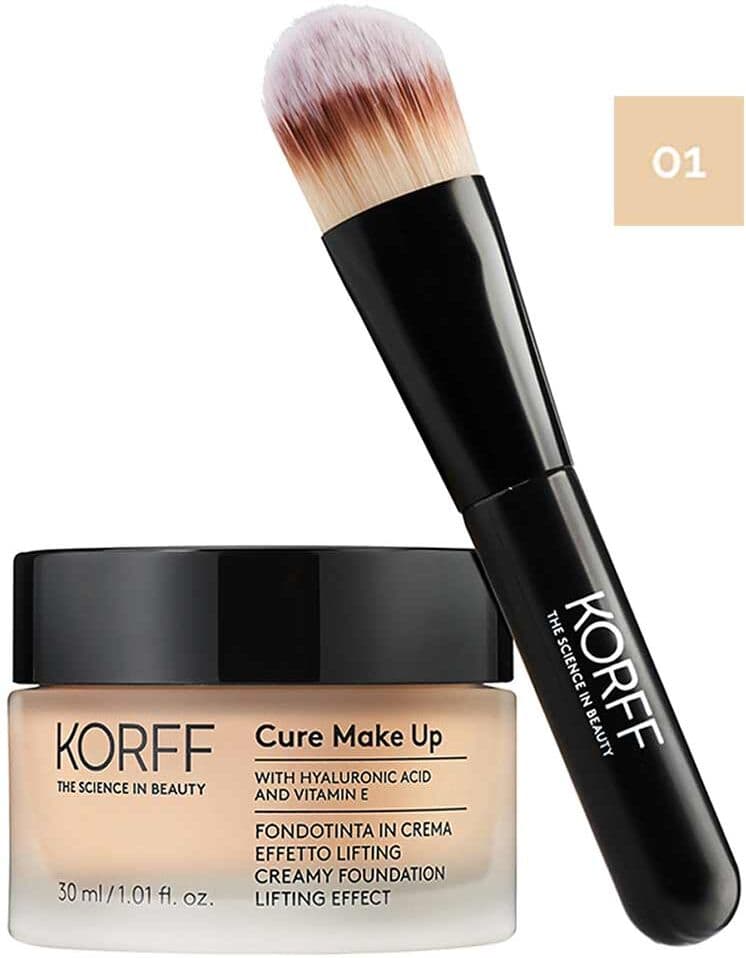 Korff Cure Make Up - Fondotinta in Crema Effetto Lifting N. 01, 30ml + Pennello