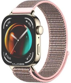 Everyday Crate MIJOBS Huawei Watch Fit 3 Band Breathable Nylon Loop Watch Band Adjustable 20mm Replacement Strap pink Sand Light Gold