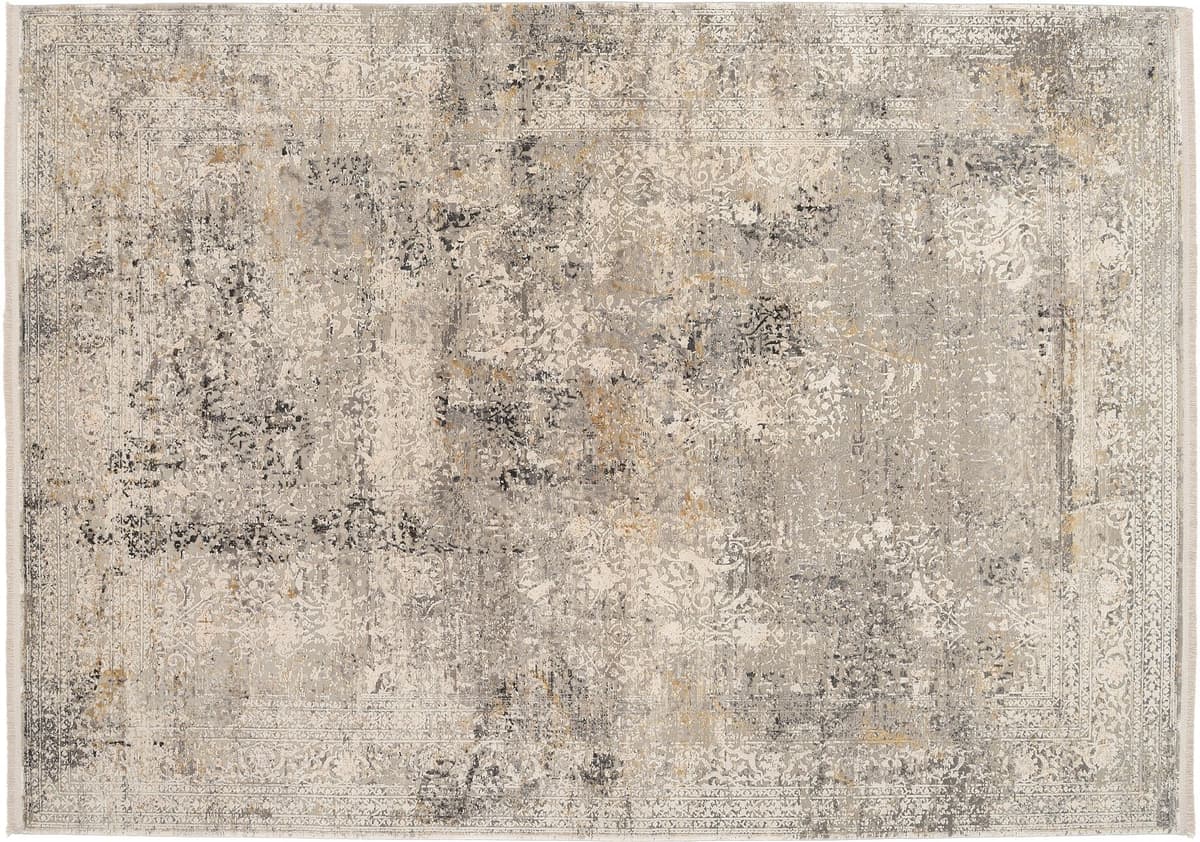 Teppich OCI DIE TEPPICHMARKE "BESTELLER CAVA, auch als Läufer und in Rund", grau, B:240cm H:8mm L:340cm, Viskose, Teppiche, Teppich, Glanz Viskose, mit Fransen, Hoch Tief Struktur, Vintage, Wohnzimmer grau B : 240cm 1 Stk., 8mm, L: 340cm