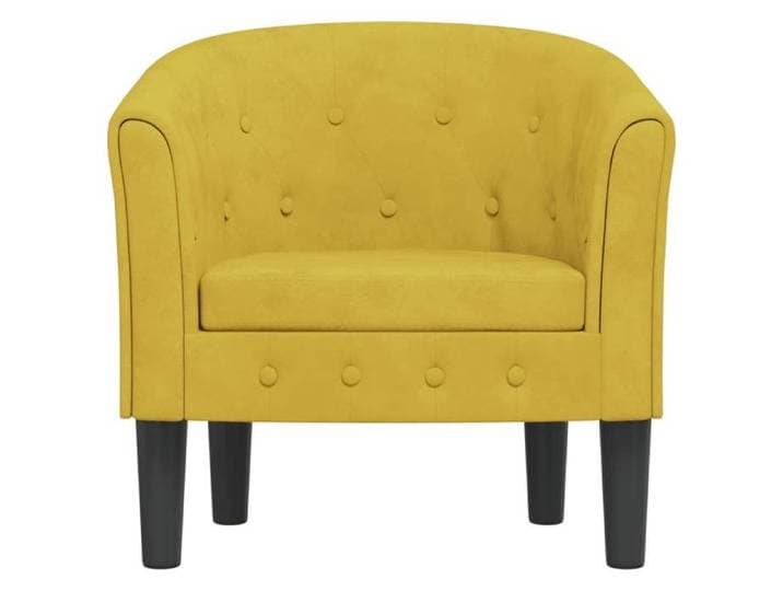 Fauteuil cabriolet en velours - - Jaune - 70x56x68 cm - Velours doux - Cadre en bois de pin