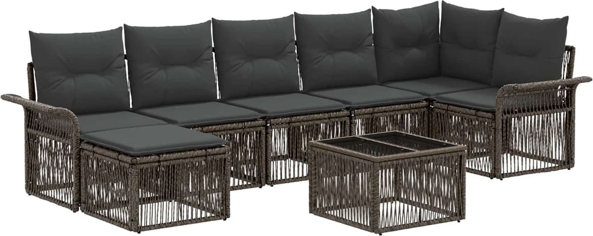 vidaXL Ensemble de canapé de jardin 8 pc Gris polyrotin