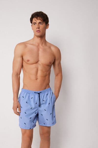 Calzedonia Pánské vzorované boxerkové plavky Formentera Člověk Modrá Velikost L