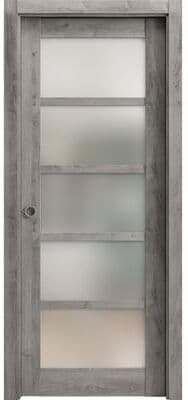 SARTODOORS Quadro 4002 Oak MDF Sliding Pocket Door with Frosted Glass