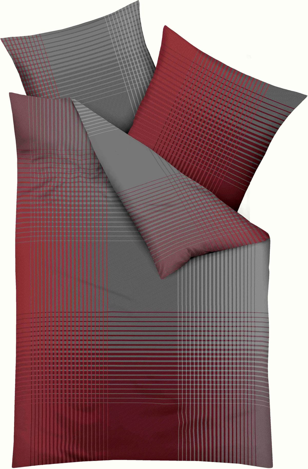 Bettwäsche KAEPPEL "MASTER 100% Baumwolle", rot (rubin), B/L: 240cm x 220cm, 1 Stk., 2 Stk., Mako-Satin, B/L: 80cm x 80cm & 80cm x 80cm, 3 Stk., Mako-Satin, Obermaterial: 100% Baumwolle, Bettwäsche, Bettwäsche, mit Karomuster, Markenreissverschluss rubin 