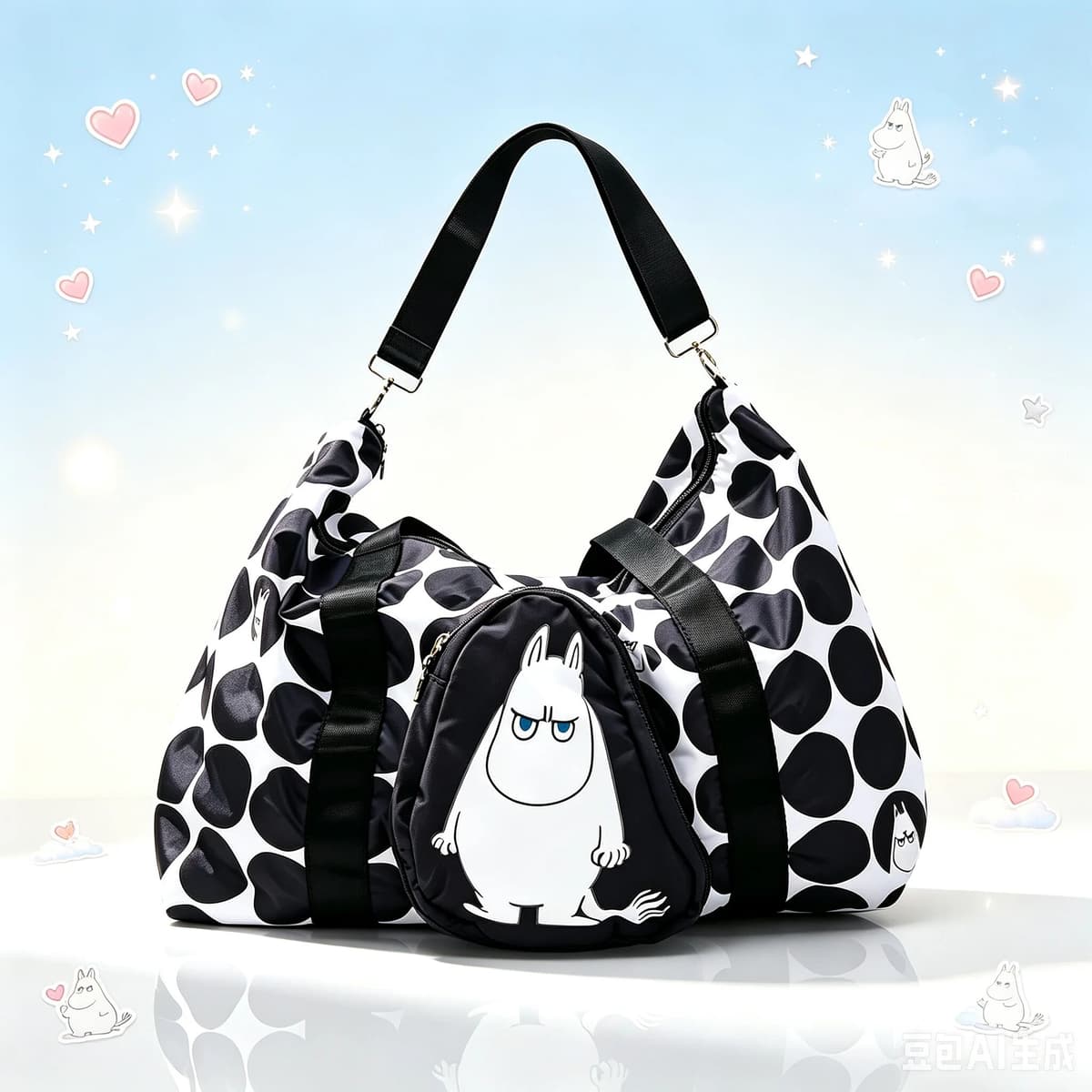 Bandai Hot Cartoon Moomins Large Capacity Folding Diagonal Travel Bag Business Luggage Bag Hand-held Sports and Fitness Bags
