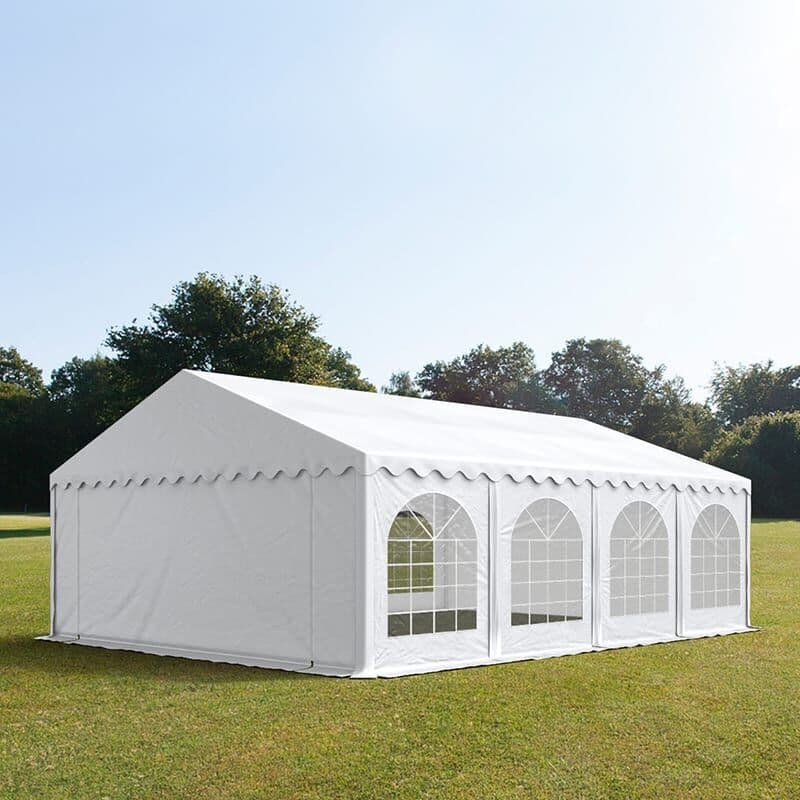 TOOLPORT Parti sátor, 6x8m, PVC ponyva, fehér, padlókerettel - (7143)