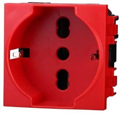 Ettroit Presa Schuko Compatibile Bticino Livinglight 2p+t 10/16a 250v Colore Rosso