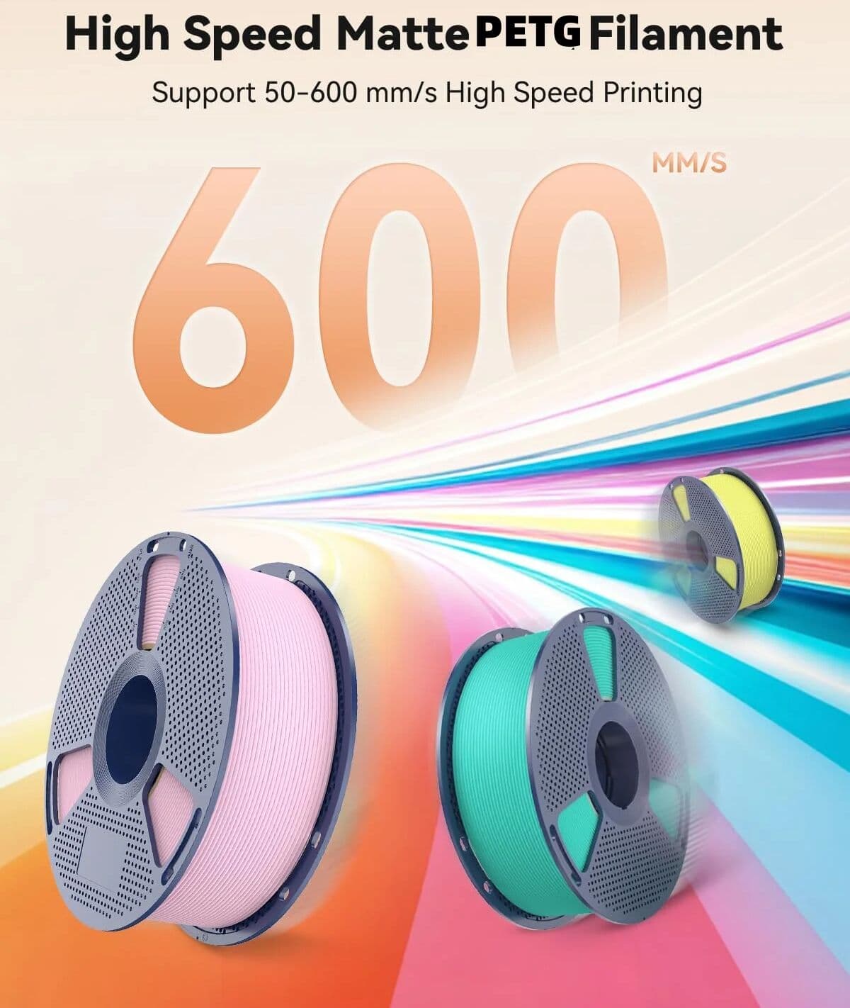 JAYO 2.2KG 3D High Speed Matte PETG Filament 1.75mm 30mm/s - 600mm/s Print Range High Flow Speedy PETG 3D FDM  Printer Filament