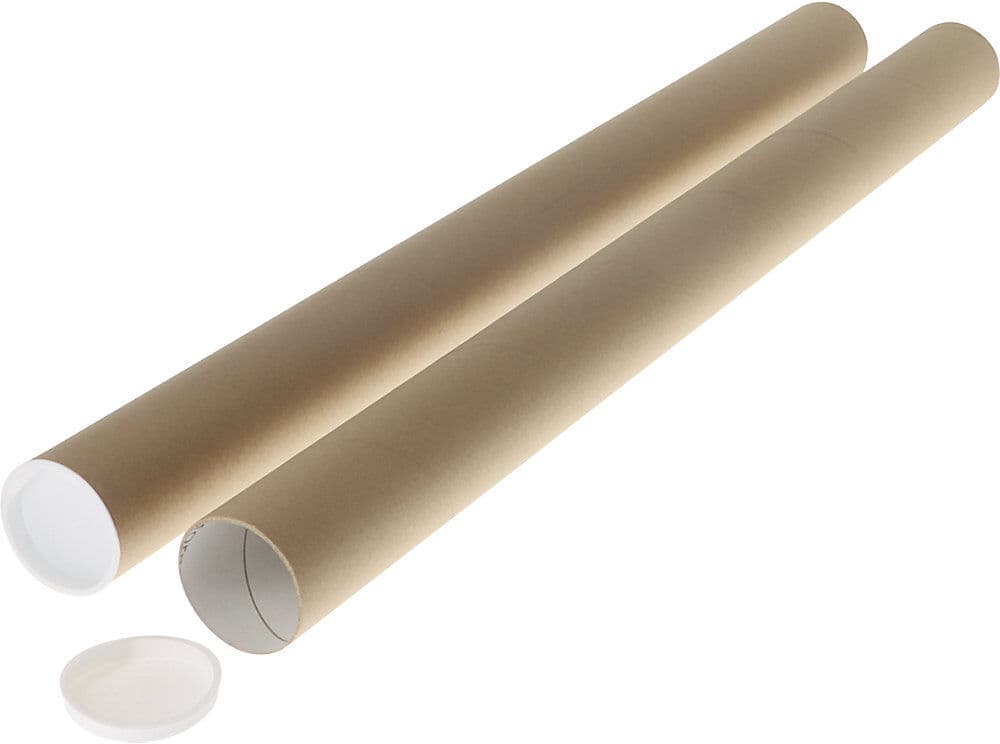 Versandrohr Light, mit Kunststoffdeckel und -boden, LxØ 610 x 80 mm, braun, 1,5 mm stark, ab 60 Stk ratioform