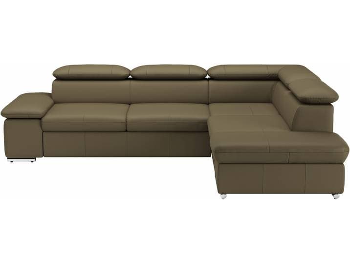 Ecksofa SIT & MORE Valantine L-Form, B: 272 cm, Leder, mit Arm- und Kopfteilverstellung , grün (olive), B:272cm H:73cm T:226cm, Sofas, Ecksofa, optional Schlaffunktion, Komfortsofa, modern
