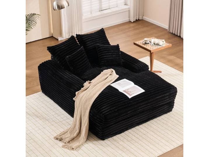 Canapé en corde avec 4 coussins canapé-lit Tissu velours côtelé Canapé rembourré 1 places Fauteuil inclinable salon et chambre