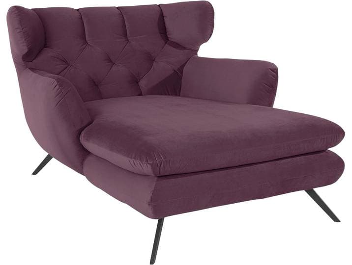Loveseat, Samt-Optik, Bordeaux, 126×95×160 cm, Mit Knopfheftung, Modern, Candy-Polstermöbel