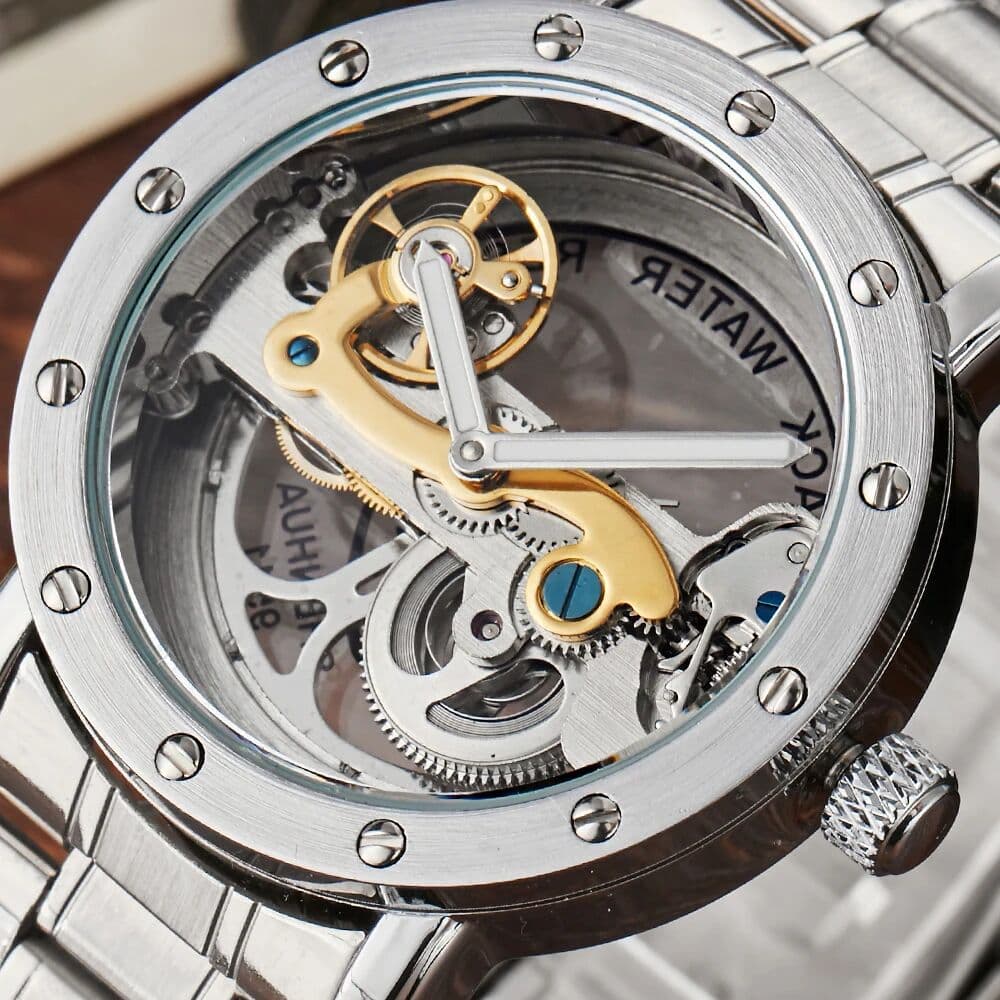 Gorben MECHANICAL AUTOMATIC WATCHES MAN WATERPROOF WRIST WATCH For Men LUXURY SKELETON MALE CLOCK STAINLESS STEEL SELF WIND Mens Watch