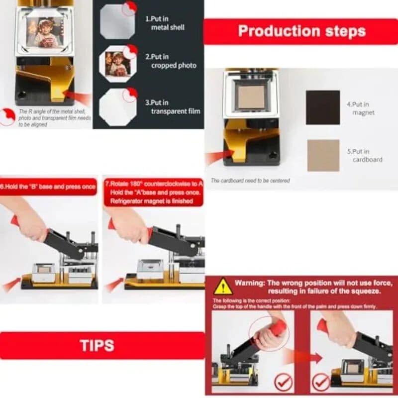 NONE Fridge Magnet Button Badge Making DIY Badge Making Kit 50mm/63.5mm/53x80mm/65x90mm/80mm Machine + Paper Cutter + 100pcs Material