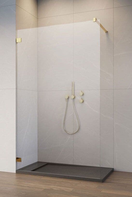 Radaway Essenza Pro Gold 80x200 kabina Walk-in  złoty połysk/szkło przejrzyste 10103080-09-01