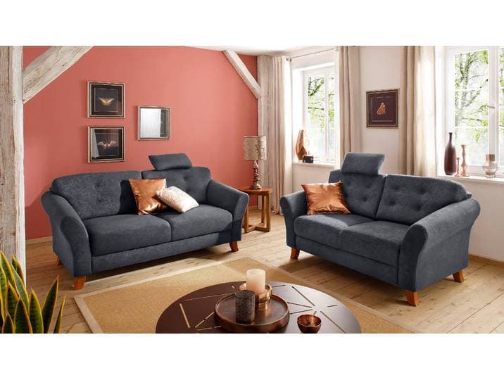 2-Sitzer OTTO HOME Trondheim , grau (anthrazit), B:163cm H:89cm T:90cm, Luxus-Microfaser Lederoptik (100% Polyester);Struktur weich ( 97% Polyester, 3% Baumwolle);Luxus-Microfaser ALTARA NUBUCK (100% Polyester), Sofas, mit Federkern, Knopfheftung im Rücken