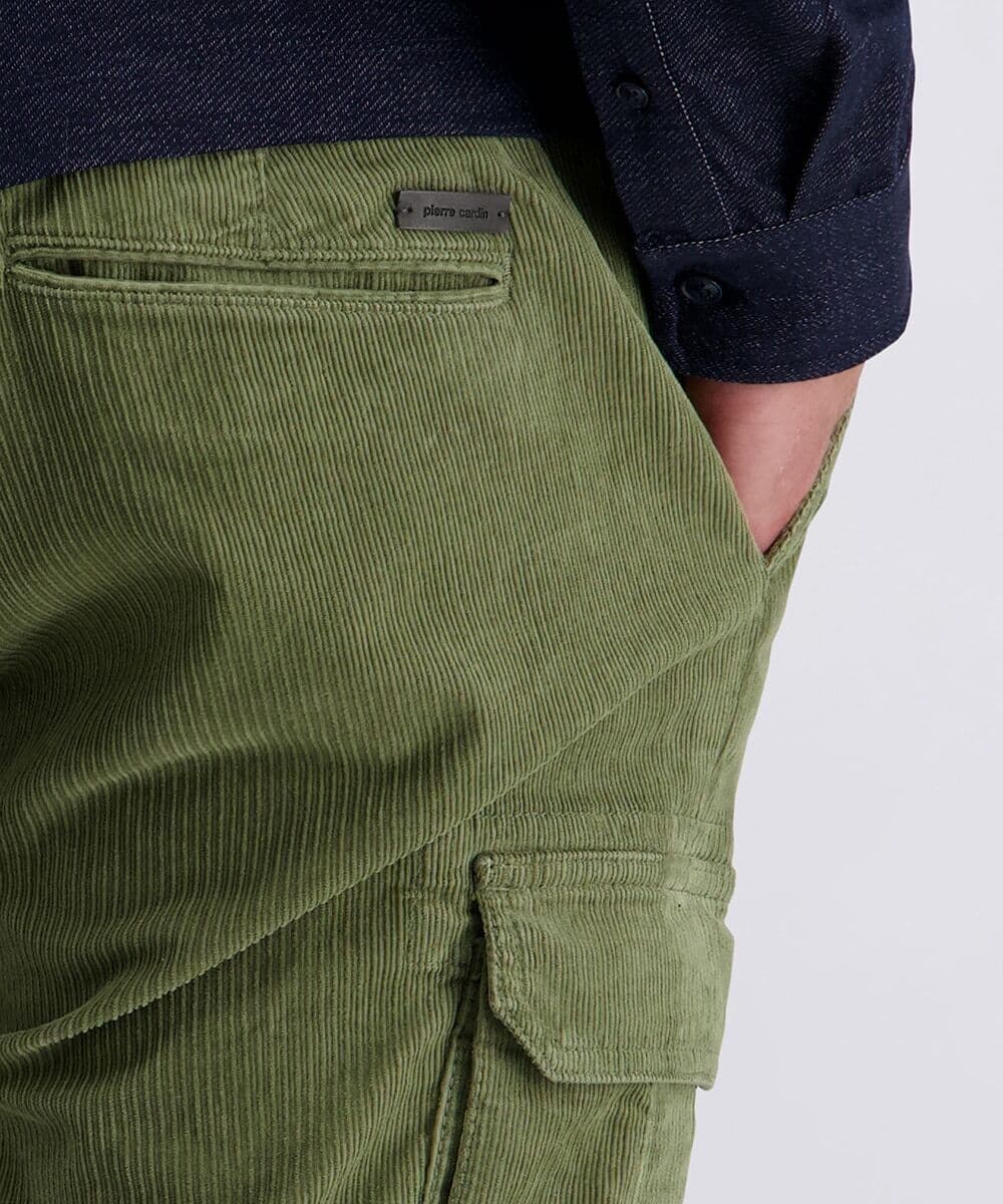 Cargohose PIERRE CARDIN "PC-Cean", Herren, Gr. 42, Länge 30, grün (dusty olive), Web, Obermaterial: 98% Baumwolle, 2% Elasthan, unifarben, regular fit lang, Hosen Cargohose, mit Cargo Taschen