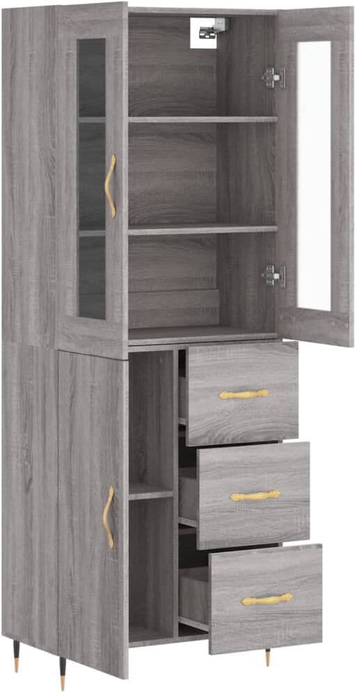 vidaXL Buffet haut Sonoma gris 69,5x34x180 cm Bois d'ingénierie