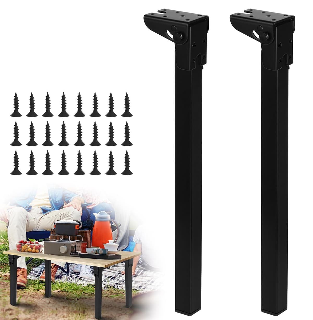 Set van 2 intrekbare ijzeren meubelpoten van 40 cm voor tafels en banken