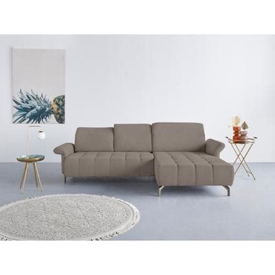 Ecksofa OTTO HOME "Fresh L-Form", braun (latte), B:281cm H:79cm T:185cm, 100% Polyester, Sofas, Ecksofa, Federkern, wahlweise Kopfteilverstellung und motorischer Vorziehsitz