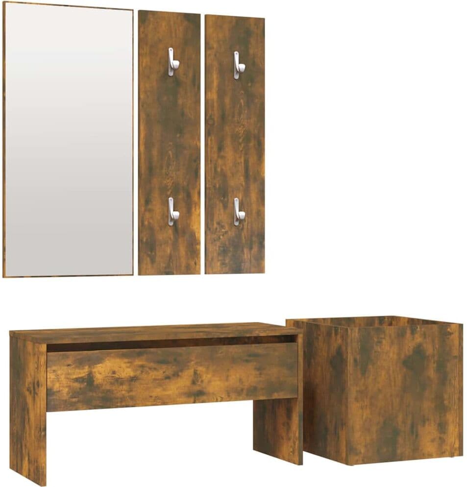 vidaXL Ensemble de meubles de couloir Chêne fumé Bois d'ingénierie