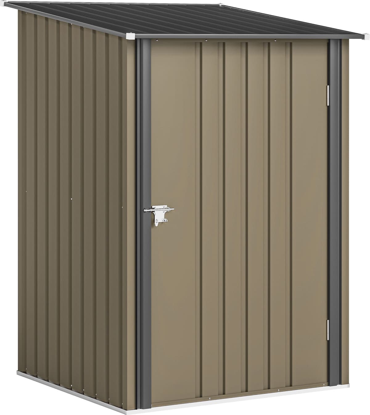 Altro Casetta Da Giardino Porta Attrezzi In Acciaio Galvanizzato Con Porta, 100x104x160 Cm, Marrone E Grigio Scuro