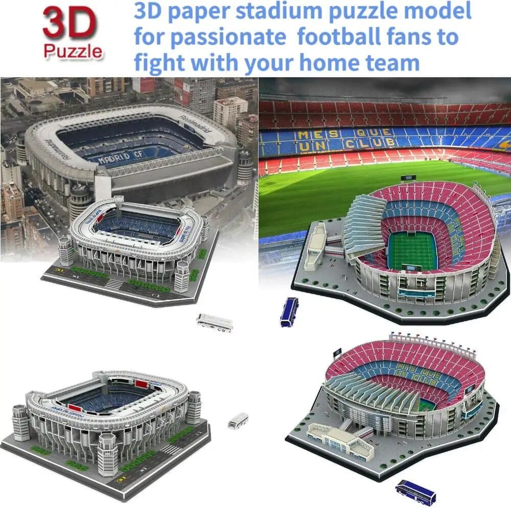 NONE 3D Paper Stadium Puzzle Model, Bernabeu and Camp Nou Stadiums, Allowing Passionate Football Fans to Fight Alongside Their Team