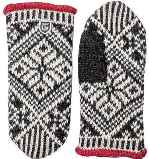 Hestra Nordic Wool Mitt, Black / Off White Str. 10