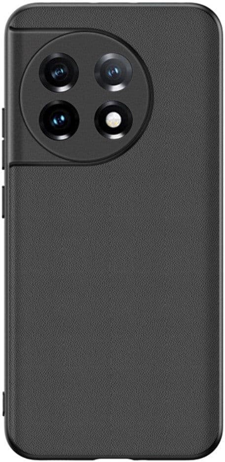 INCOVER One Plus 11 TPU Carbon & Imiteret Læder Cover - Sort