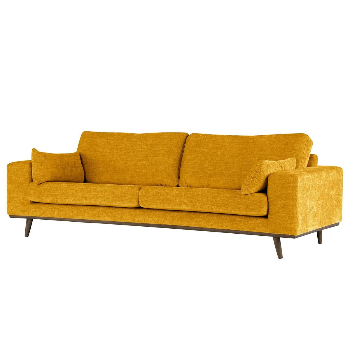 home24 Cieli 3-zitsbank in geel geweven stof met Scandinavisch design B: 237 cm, D: 81 cm, H: 88 cm