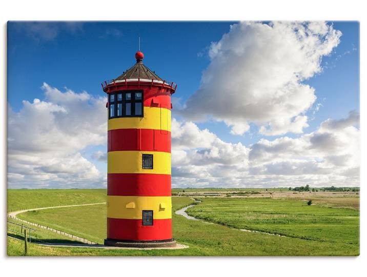 Wandbild ARTLAND Pilsumer Leuchtturm in Ostfriesland , rot (farbe bild(er): farbig), B:90cm H:60cm, Bilder, Wandbild, als Alubild, Leinwandbild, Poster, Wandaufkleber in verschied. Grössen