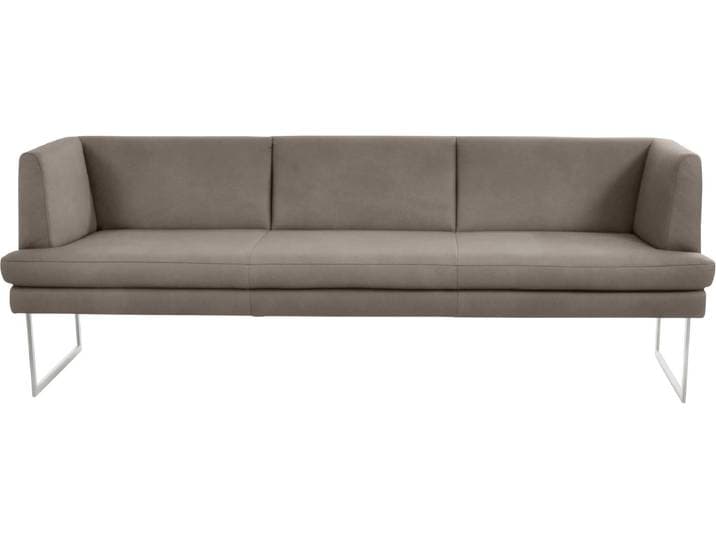 Polsterbank K+W KOMFORT & WOHNEN Cube , grau (stahl 85), B:229cm H:82cm T:67cm, Sitzbänke, Polsterbank, Hammerkissenoptik, 2 Breiten, Hochkantkufe in Edelstahloptik