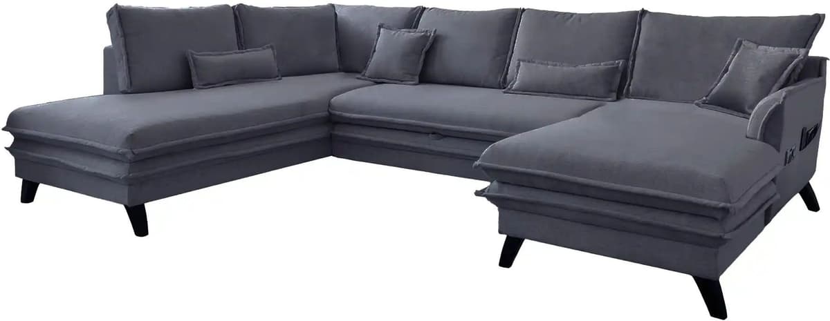 Miuform Wohnlandschaft mit Schlaffunktion Charming Charlie ¦ grau ¦ Maße (cm):