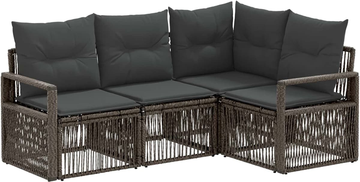 vidaXL Ensemble de canapé de jardin 4 pc 4 place Gris polyrotin